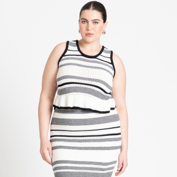 Eloquii Crochet Multi Stitch Crop Top - Picture 2 of 7